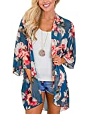 Womens Floral Kimono Cardigans Chiffon Casual Loose Open Front Cover Ups Tops